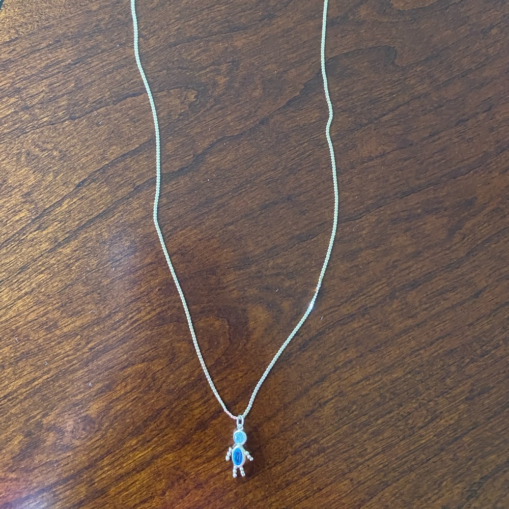 Gold 16 in necklace with boy/blue charm